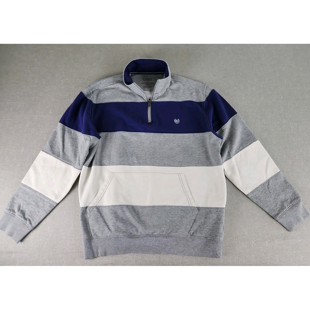Chaps The Everyday Fleece Mens XL 1/4-Zip Pullover Mockneck Colorblock Preppy